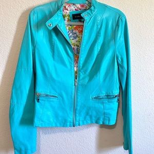Teal faux leather jacket